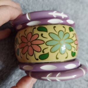 Fantasia Boho Style Painted/Carved Wood (Lilac Pastel Floral Festival)Se…